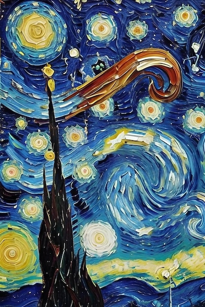 comet in starry night