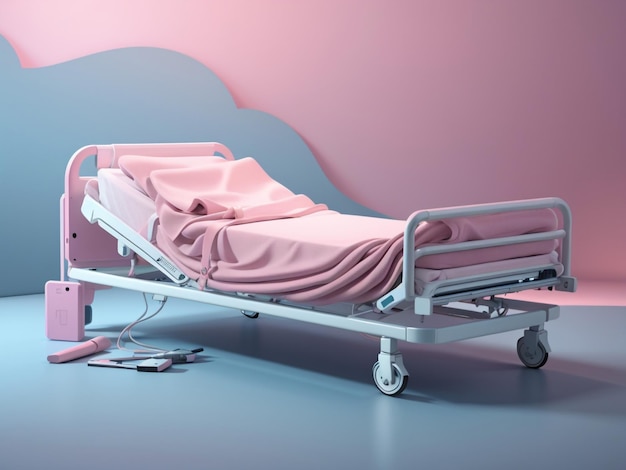 Comfort in Care Pink Adjustable Hospital Bed with Blankets Health Care