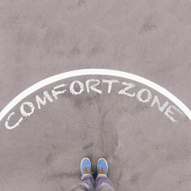 Comfort zone written in chalk on street