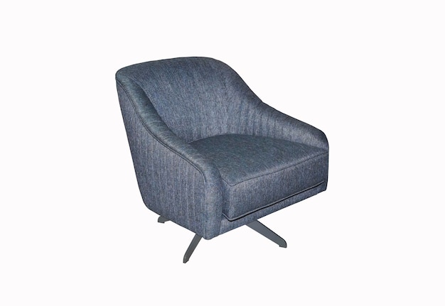 Comfortabele blauwe fauteuil op witte achtergrond. Interieurelement