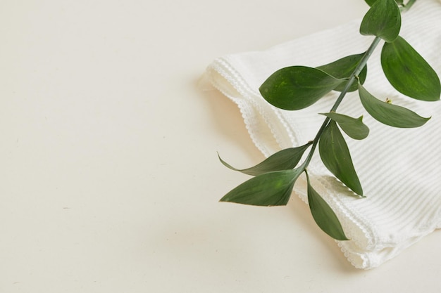 Comfortabele en gezonde kleding blanke vrouw slipje en plant natuurlijke alternatieve materialen voor het naaien van kleding