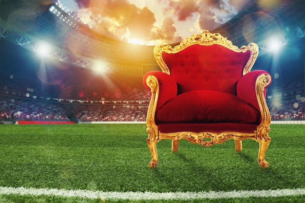 Comfortabele en luxe fluwelen fauteuil in een voetbalstadion