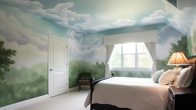 Foto comfortabele moderne slaapkamer met elegante decoratie luxe slaapkamer interieur met beddengoed donker