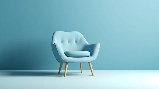 Comfortable armchair Blue color chair Soft chair Generative ai