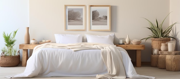快適なベッドの枕 白いタオル