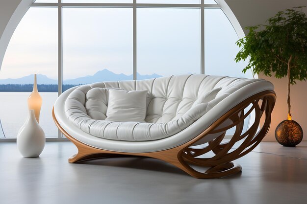 Comfortable designer armchair in the interior of the room 3d rendering ia generated