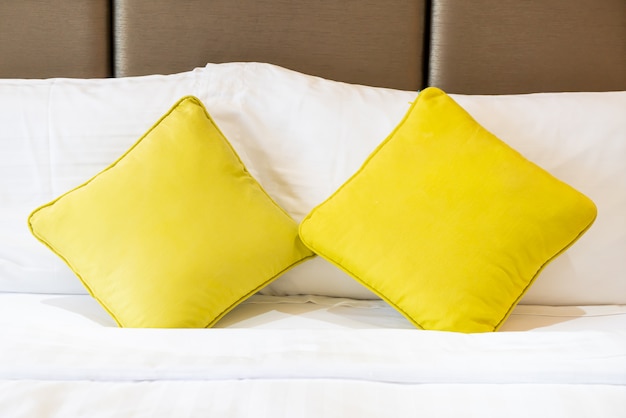 comfortable pillow decoration on bed