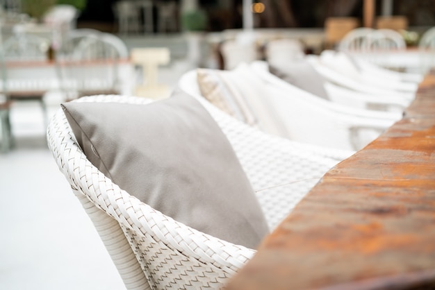 Comfortable pillow on outdoor patio