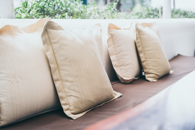 Comfortable pillow on outdoor patio 