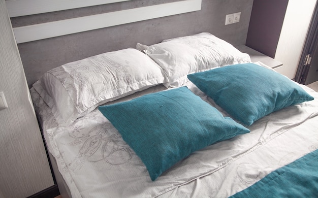 Comfortable pillows on the bed