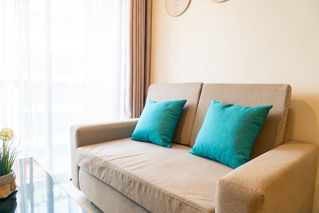 comfortable pillows decoration on sofa in living room