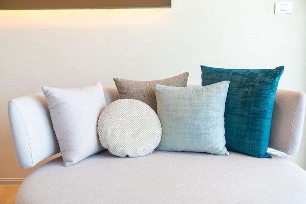 Comfortable pillows decoration on sofa