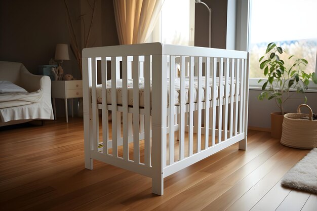 A comfortable and safe nursery baby crib room