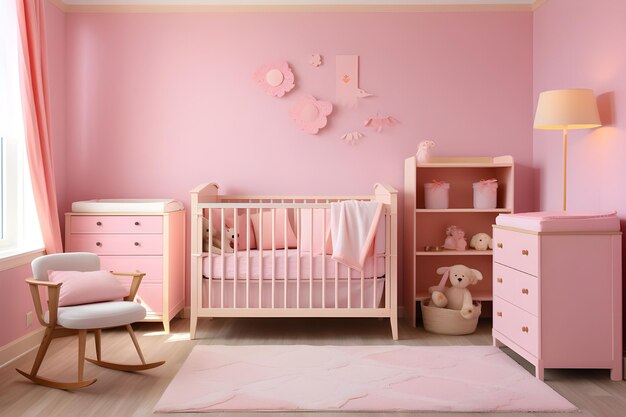 A comfortable and safe nursery baby crib room
