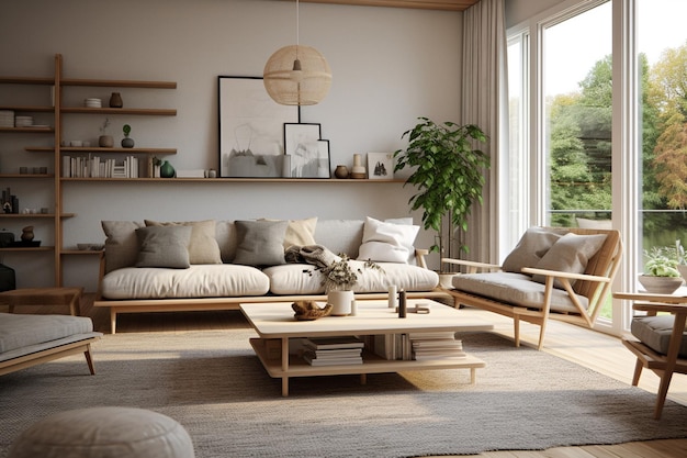 Photo comfortable scandinavian style living room