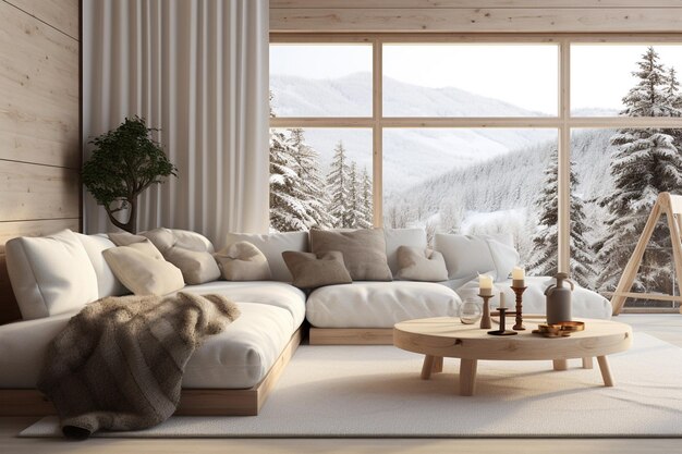 Photo comfortable scandinavian style living room