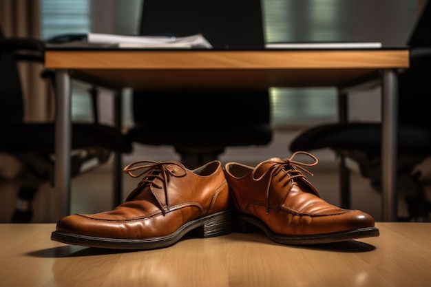 Photo comfortable shoes under office table