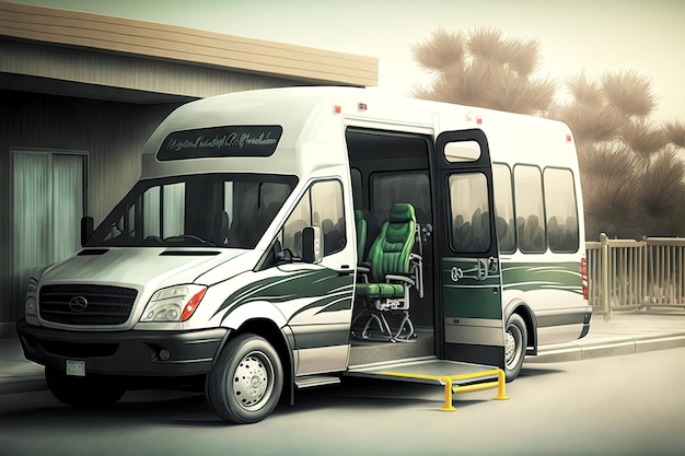 Comfortable transportation of patient with wheelchair van bus