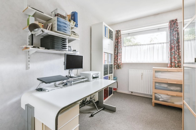 Comfortable work room with large windows