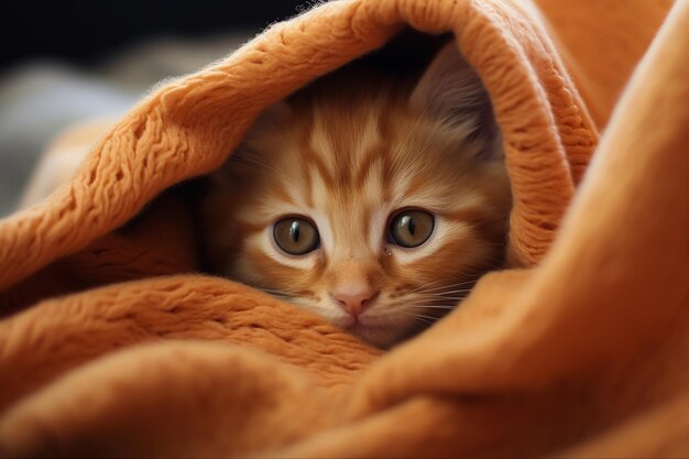 A comfortably adorable orange kitten