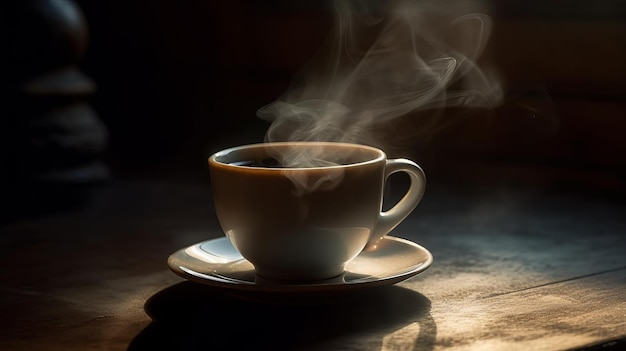 Comforting aroma of a steaming cup of coffee AI generated