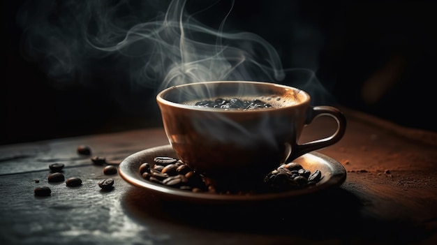 Comforting aroma of a steaming cup of coffee AI generated