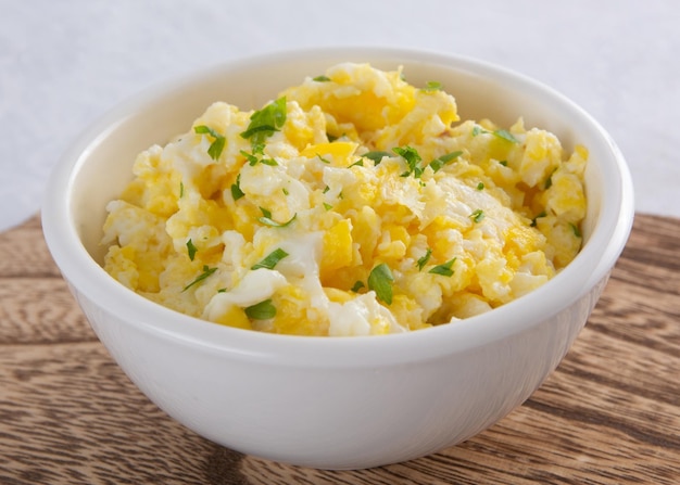 Comforting Bowl of Scrambled Eggs with Seasonings