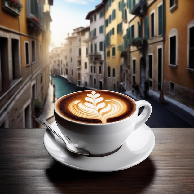 Foto un confortevole caffè tra i grattacieli momenti di calore nella giungla di cemento dove un vapore