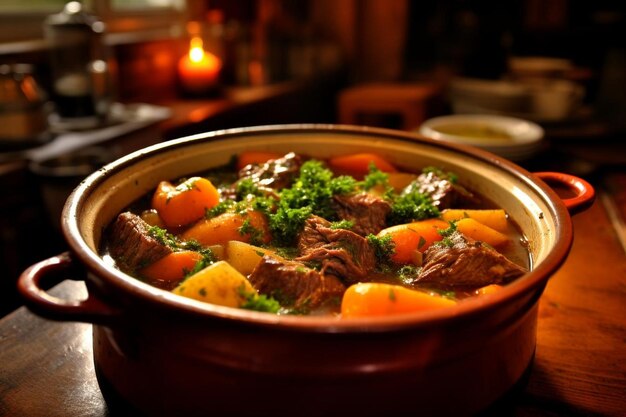 Photo comforting pot of goodness wholesome stew savory stews food image photography