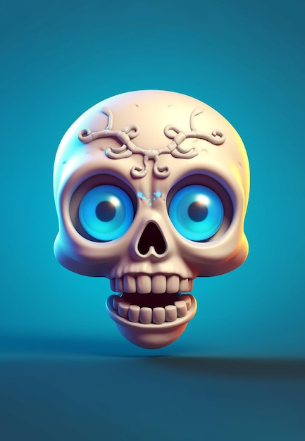 Comic 3D skull character