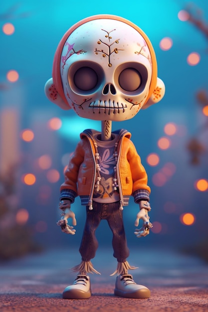 Comic 3D skull character