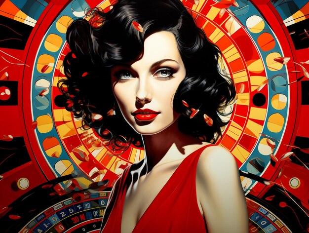 Comic art of woman in the casino