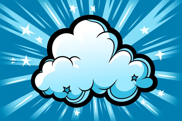 Comic blue background with cloud and star