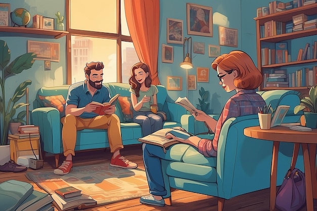 Photo comic book lifestyle scene illustration