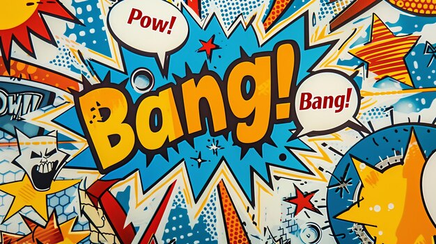 Photo comic book speech bubbles pow and bang ai generated illustration