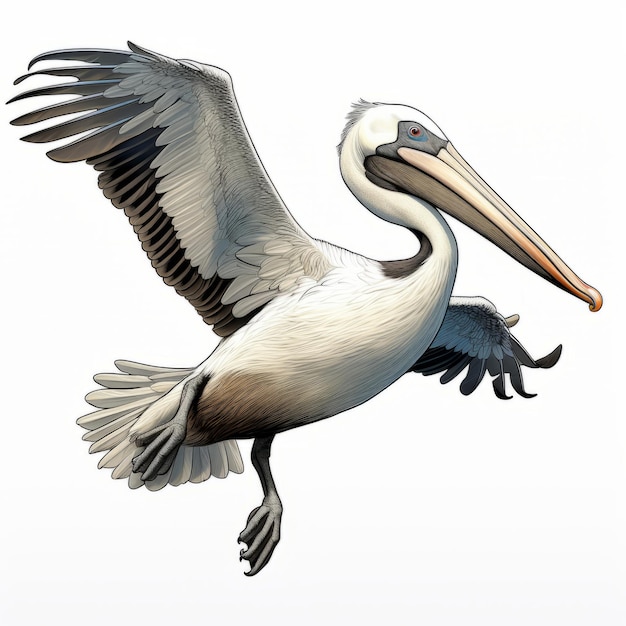 Comic Book Style Pelican In Flight Image