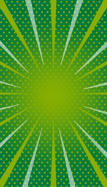 Comic green sunburst background portrait