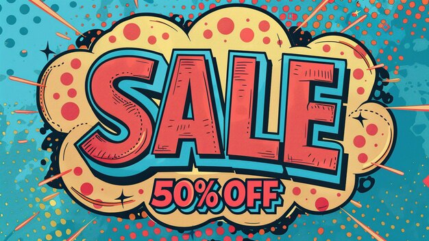 Foto lettere a fumetti sale 50 off sale nello stile a fumetti della bolla del discorso