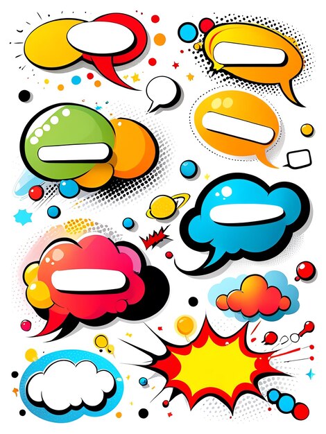 Photo comic speech bubbles comic scene with a talking comic cartoon illustration