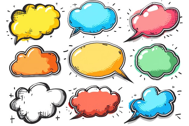 Comic Speech Bubbles Set Blank Dialogue Balloon Symbols for Free Use Illustration