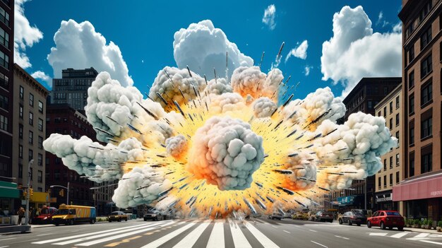Фото comic streets boom explosion cloud 3d pop art взрыв на городской улице