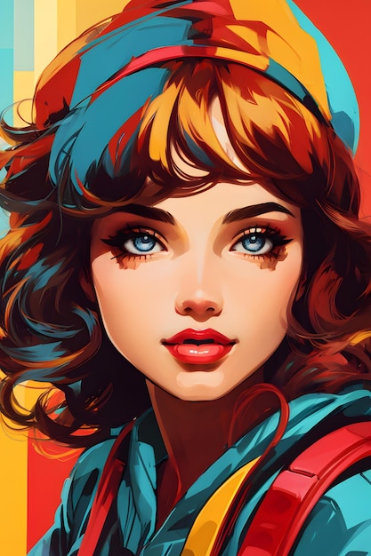 Comic style pop art girl Comic style girl Portrait Comic girl Vintage Girl Illustration Retro Girls AI Generative