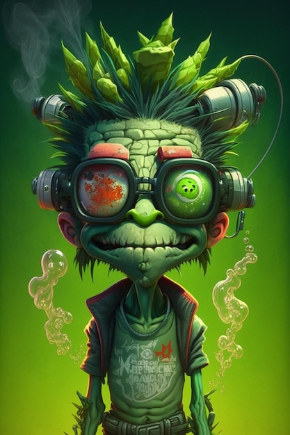 Comic weed cartoon character