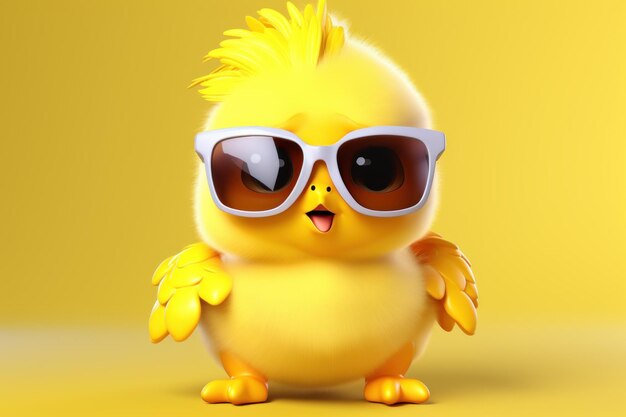 Foto comico cartoon carino pollo giallo mascotte pollo generare ai