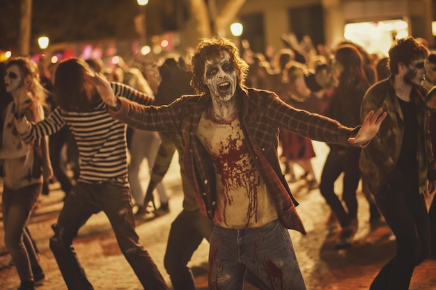 Photo comical zombies thriller dance mob