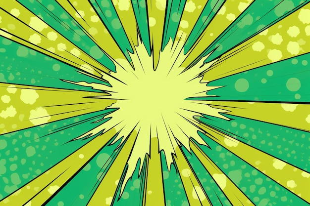 Comics background pop art retro style bright green rays background