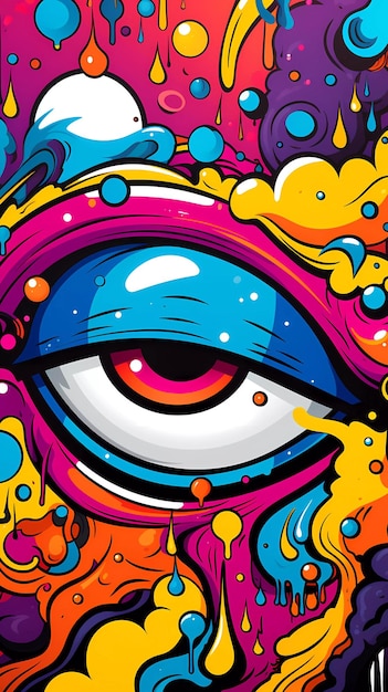 Comics illustration retro and 90s style monster pop art abstract crazy background AI Generated