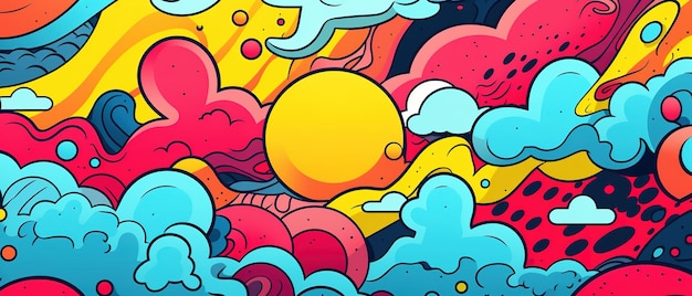 Comics illustration retro and 90s style pop art pattern abstract crazy and psychedelic background