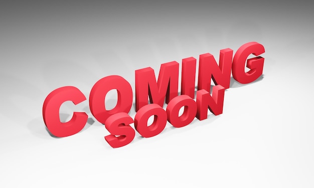 Coming soon red white letter 3d render, coming soon 3d
text