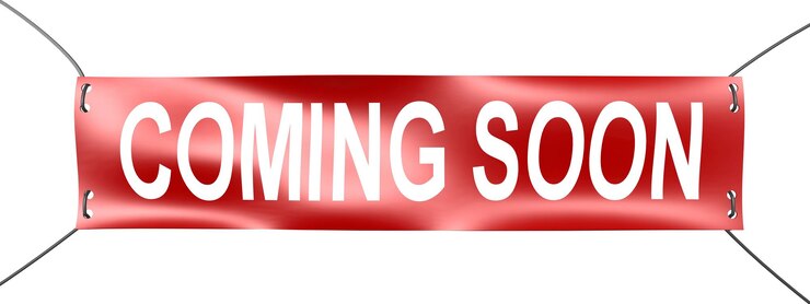 Photo coming soon word on red banner